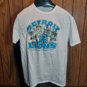 Detroit Lions White T-Shirt Goff St Brown Gibbs Hutchinson Large NFL Team Appare